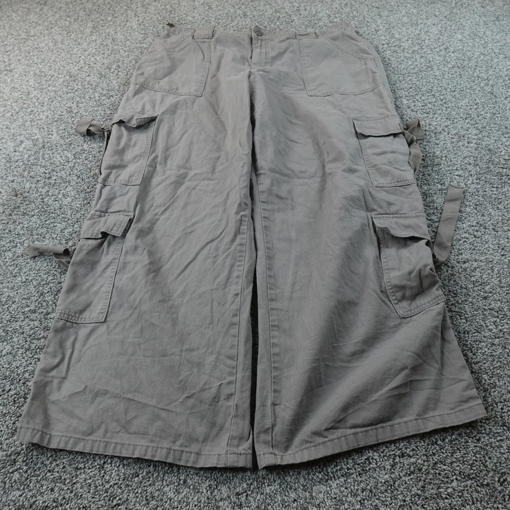 No Boundaries Pants Womens 2XL Gray Wide Leg Baggy Cargo Utility Skate Rave Y2K